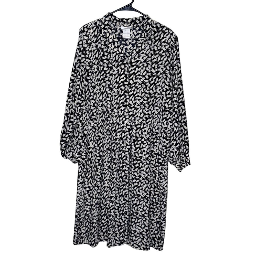 Philippe Marcel Vintage 80s Black & White Secretary Dress size 20 - Picture 2 of 7